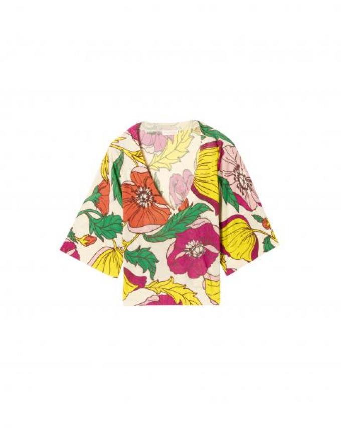 Blouse met uitlopende mouwen en grote bloemenprint