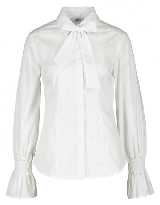 Witte blouse met strikkraag