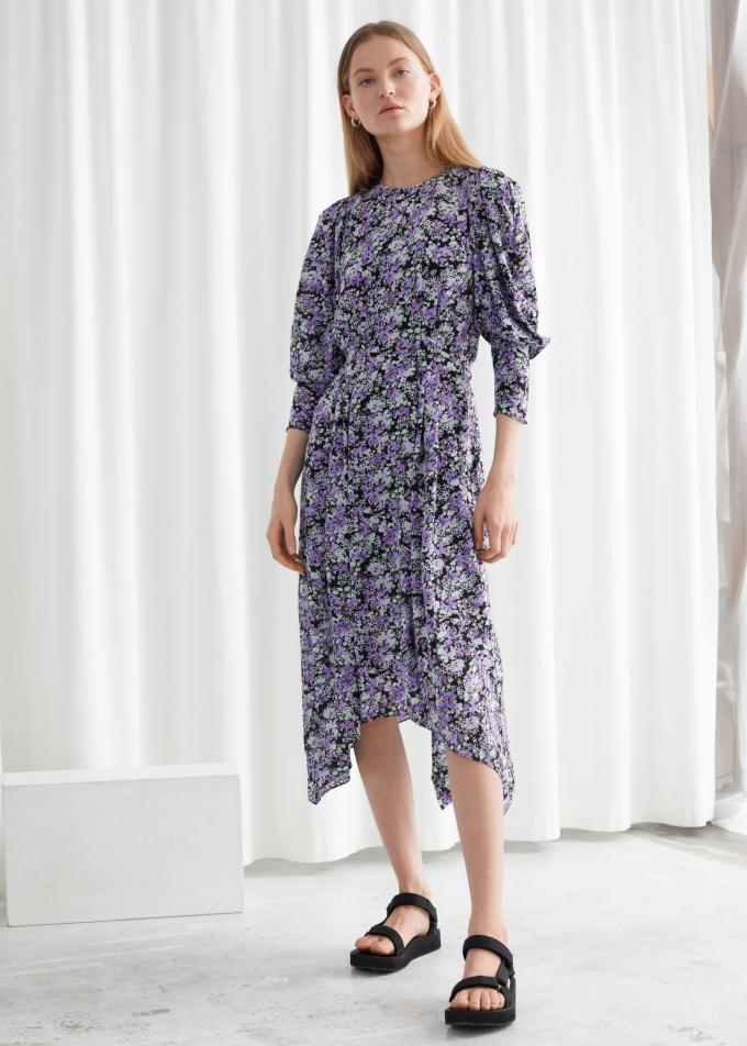 Robe midi à imprimé asymétrique