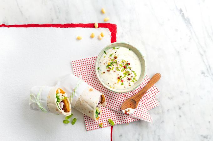 Wrap met falafel en heerlijke dipsaus