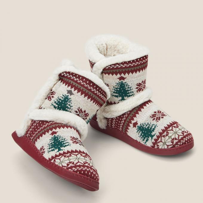 Pantoffellaarsjes met kerstprint