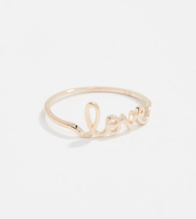 Gouden ring van 14 karaat met opschrift 'Love'