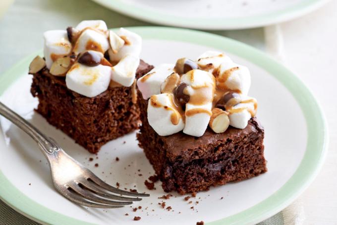 Brownies met marshmallows en pindakaas