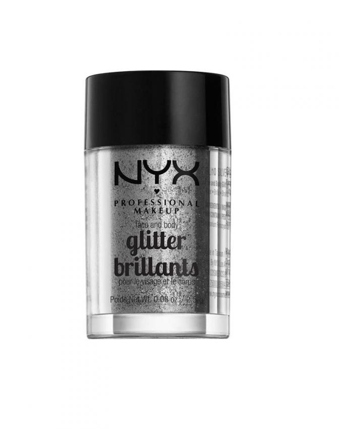 Face & Body Glitter van NYX in de kleur Silver