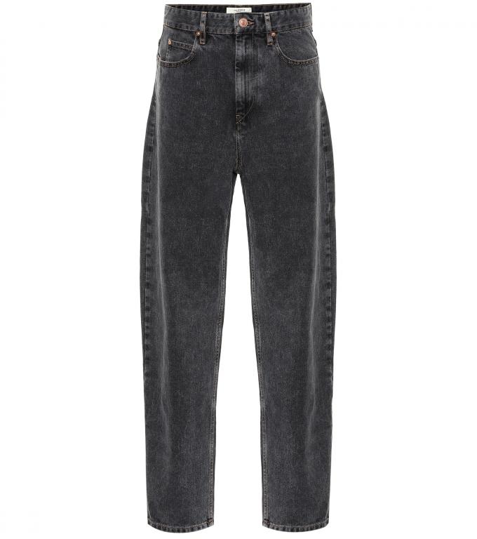 Straight jeans met hoge taille in grijs