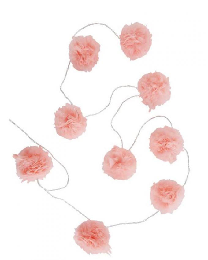 Lichtslinger met roze pompoms