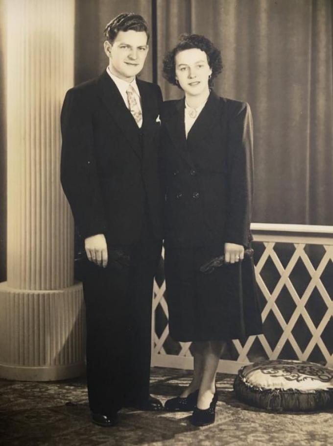 André en Ivonna op hun huwelijksdag, 29 december 1950.© GF