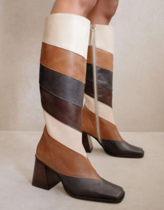Seventies boots met vintage patchwork