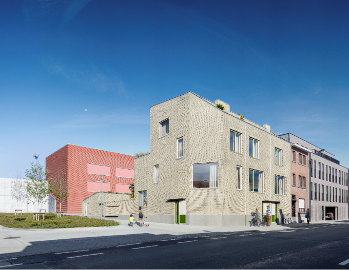 Een simulatie van hoe de huizen er na de werken zullen uitzien.© Stad Kortrijk