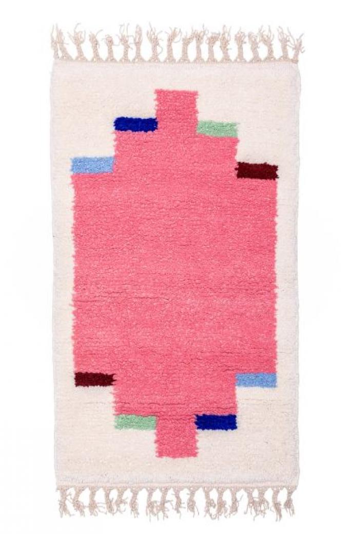 Handgeknoopt tapijt met kleurrijke etnische print