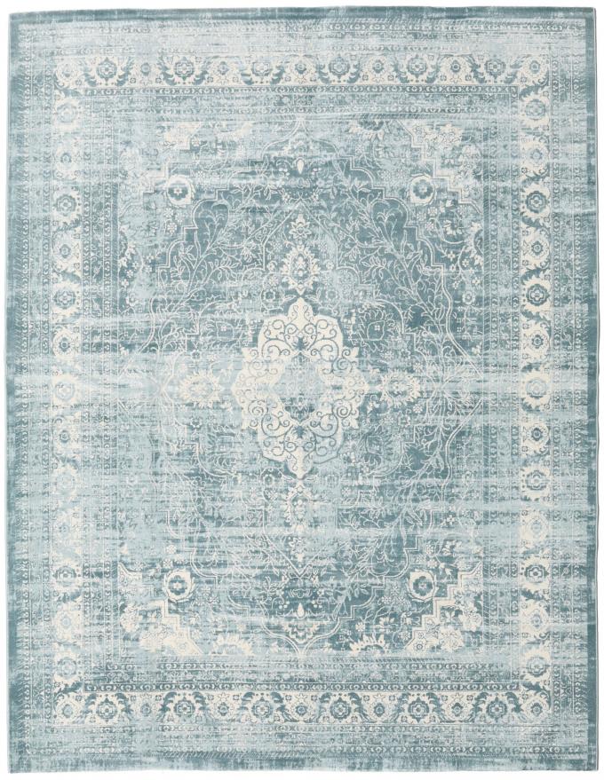 Oosters tapijt met traditionele print in blauw