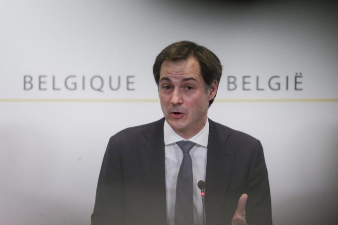 Premier Alexander De Croo lichtte de beslissingen van het Overlegcomité toe.©POOL OLVIER HOSLET Belga