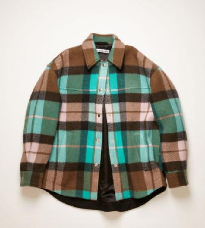 Checked overshirt uit wolblend