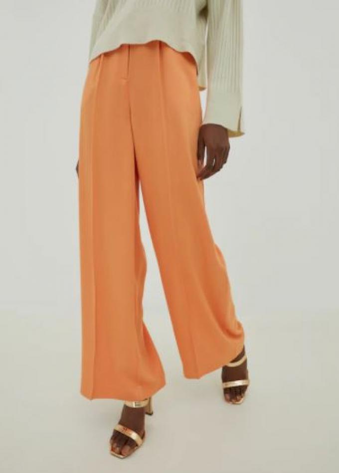 Wijde cropped pantalon met plooitje