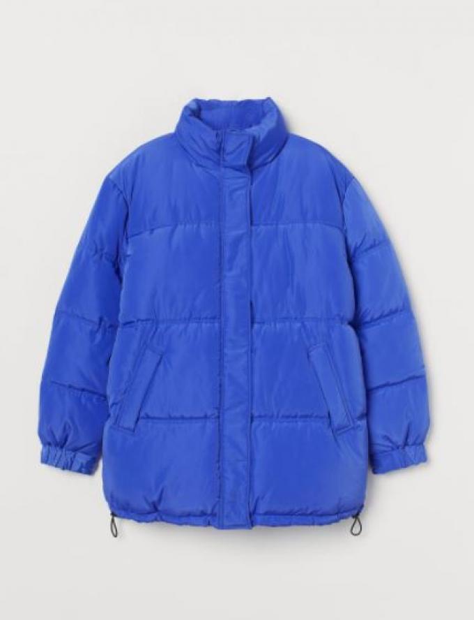 Oversized puffer jas in blauw