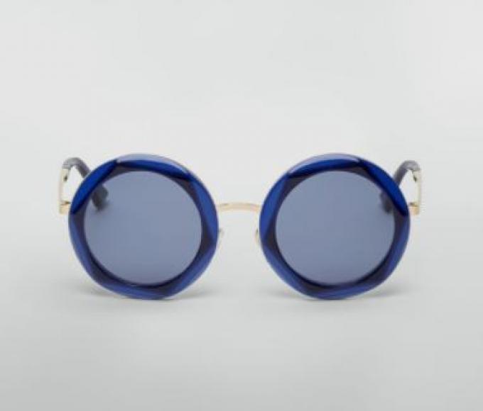 Ronde zonnebril in kobaltblauw