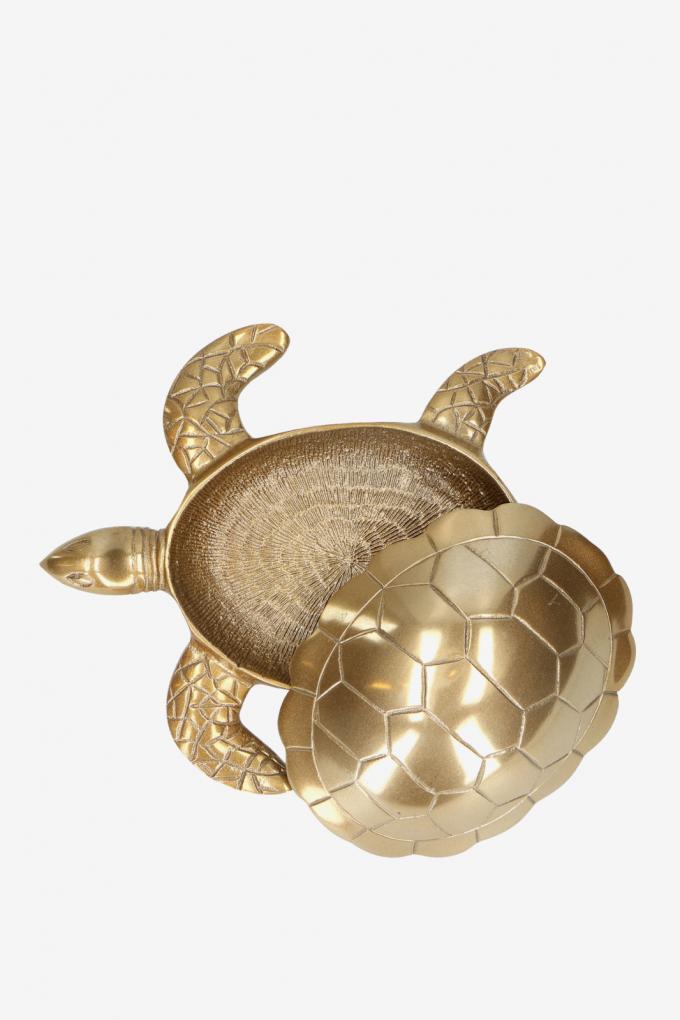 Goudkleurig opbergdoosje in de vorm van een schildpad