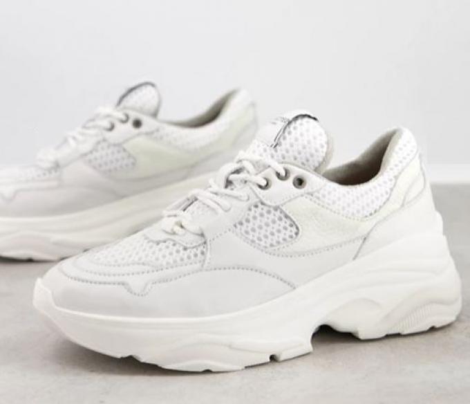 Chunky witte sneakers met sports mesh