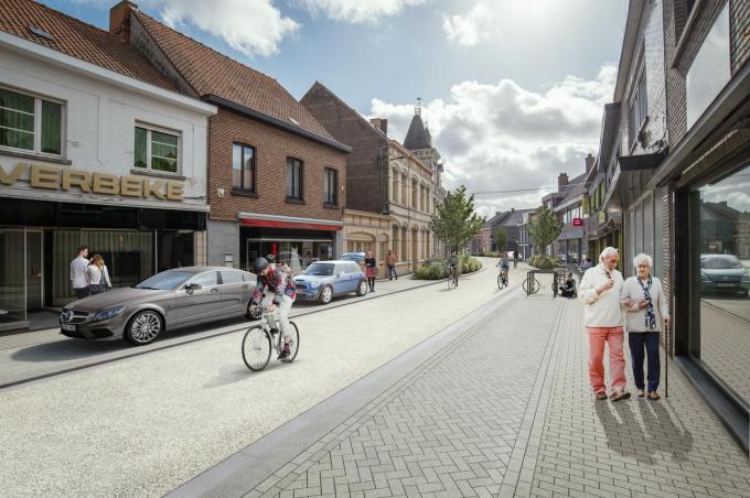 De Kerkstraat is een van de centrumstraten die een hele metamorfose ondergraat.© Gemeente Kuurne