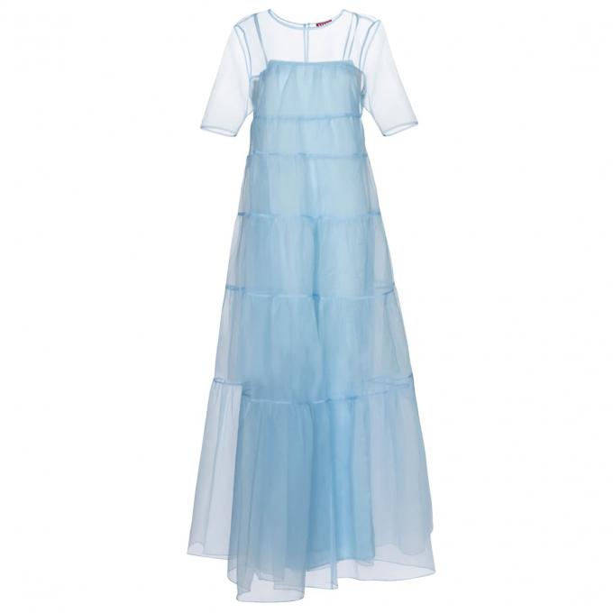 Lichtblauwe organza jurk