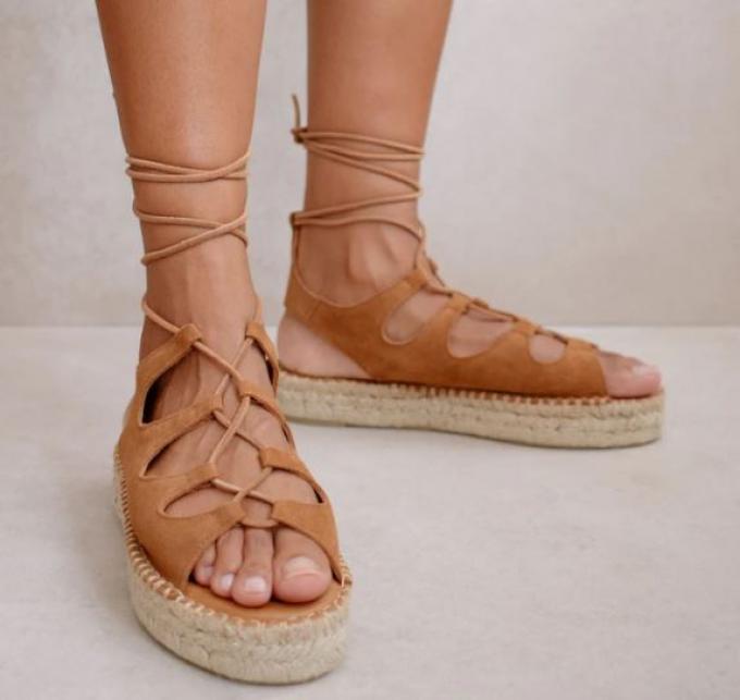 Bindbare sandalen met espadrille-zool