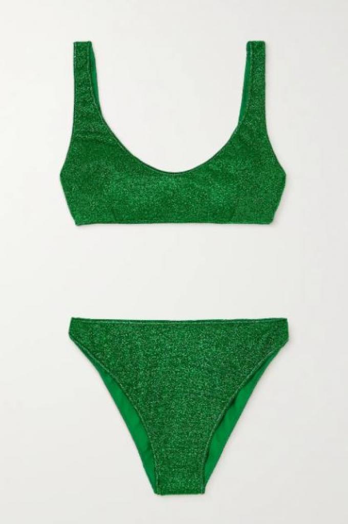 Bikini in groene luxex-stof met glitter