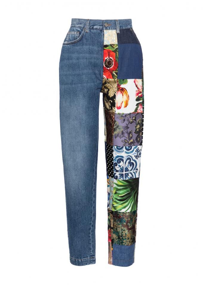 Jeansbroek met patchwork