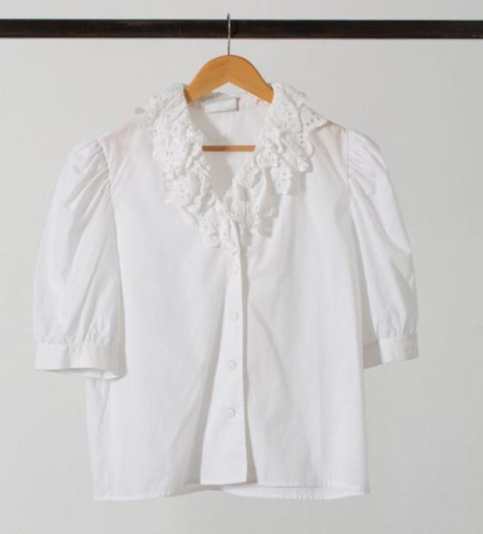 Vintage blouse met ruffles en kant