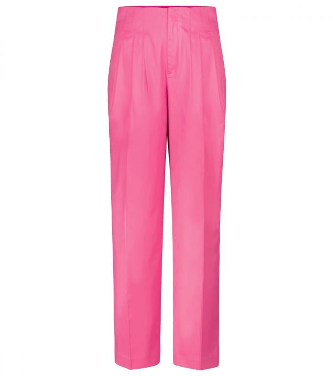 Roze pantalon met plooitje en hoge taille