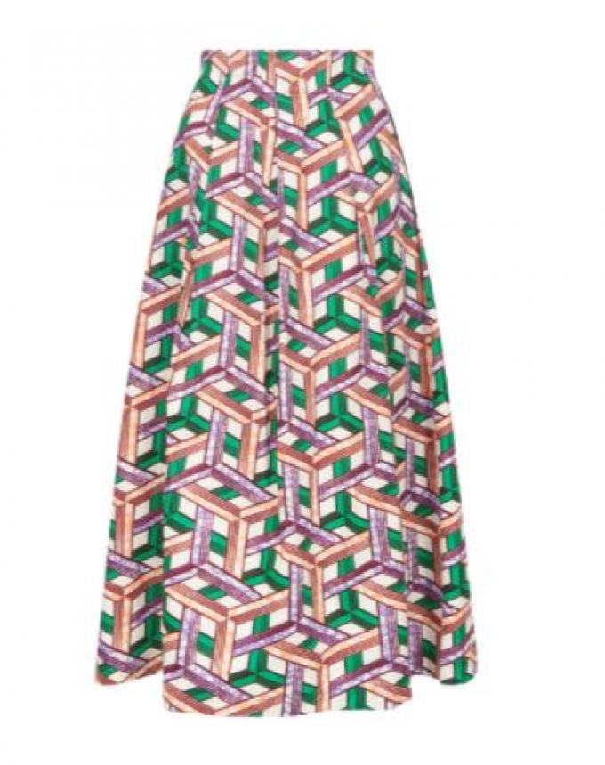 Middellange rok met kleurrijke etnische print