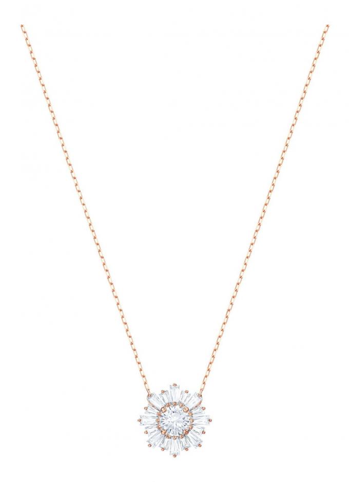 Collier en or rose avec fleur en cristal