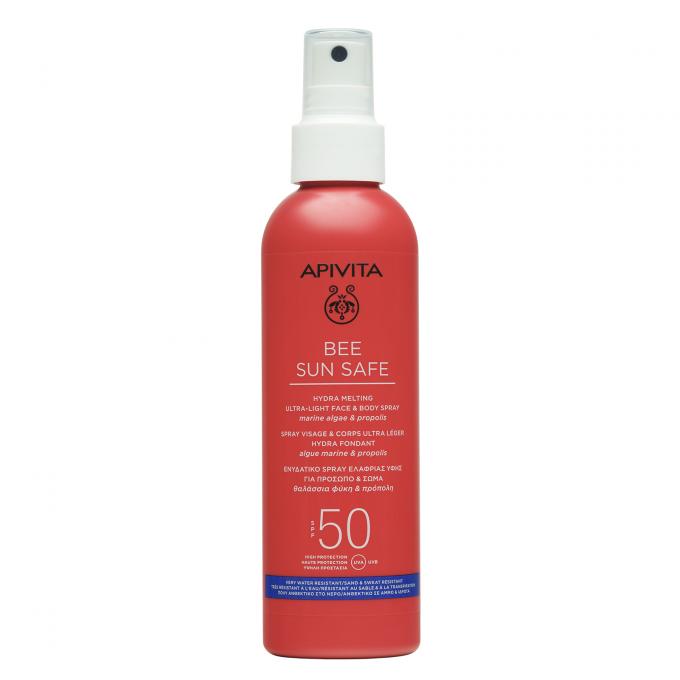 7. Hydra Smeltende Ultralichte Spray SPF 50 van Apivita