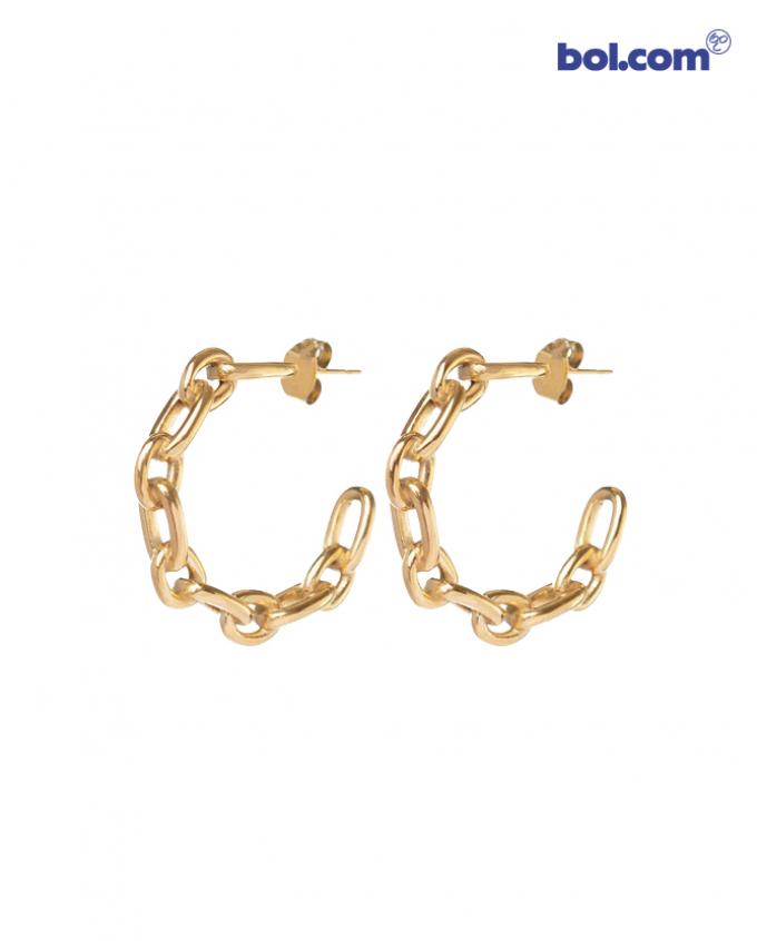 Look 2 - Goudkleurige schakeloorringen