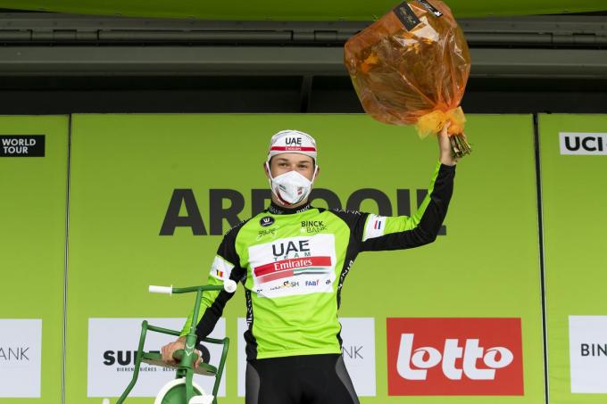 Jasper Philipsen kwam vorig jaar in Ardooie als eerste over de streep tijdens de Binck Bank Tour.© BELGA