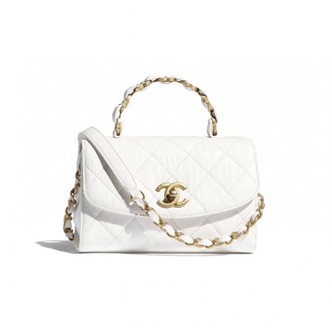 Mini-Chanel bag in verfrommeld lamsleer en CC