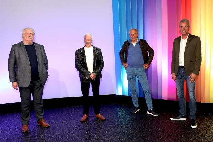Nico Blontrock, Yvan Guilini, Ricky Gordon en Herbert Verhaeghe in de MENT TV-studio.© PADI/Daniël