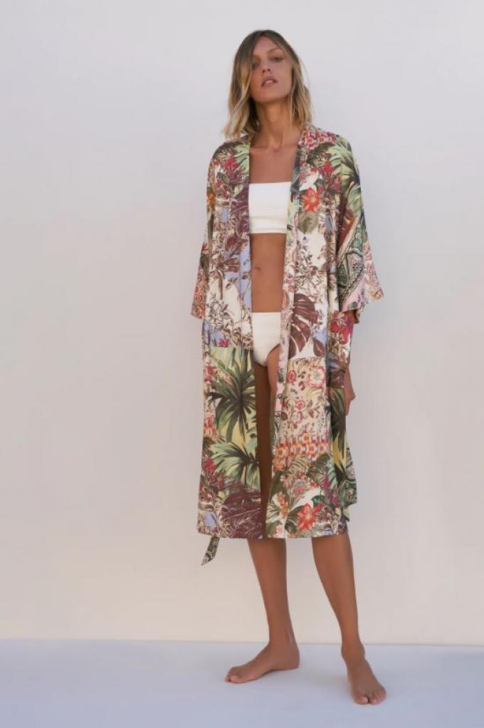 Kimono met tropisch print