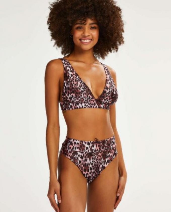 Bikini met hoge taille in luipaardprint