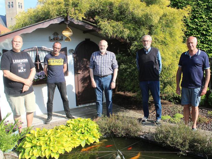 Het herdenkingscomité van het Masolum met Yves Durnez, Bjorn Rivière, Yves Dupont, Hendrik Rivière en Gilbert Pauwels. (foto WO)©wilfried Ossieur