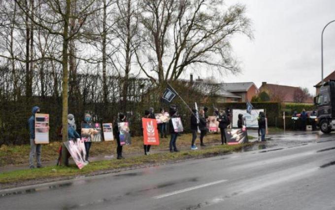 Animal Rights voerde in maart nog actie aan Debra-Meat tegen de uitbreidingsplannen. (foto a-TVW)