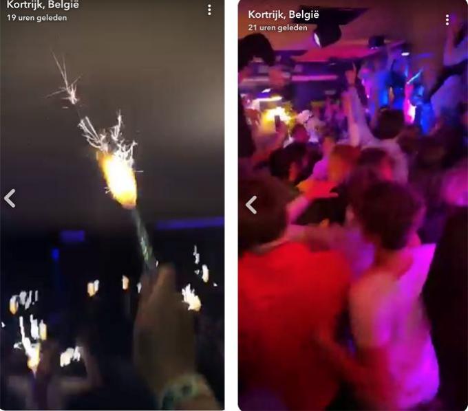 Foto's en filmpjes die circuleren op sociale media tonen hoe van coronaregels geen sprake meer was in twee populaire cafés in Kortrijk.© gf