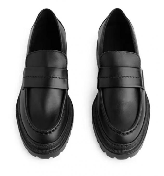 Chunky loafers in zwart leer