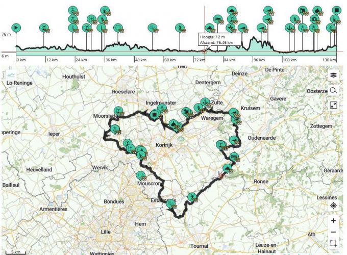 Om deze tocht van 130 km te fietsen heb je best al wat training in de benen.