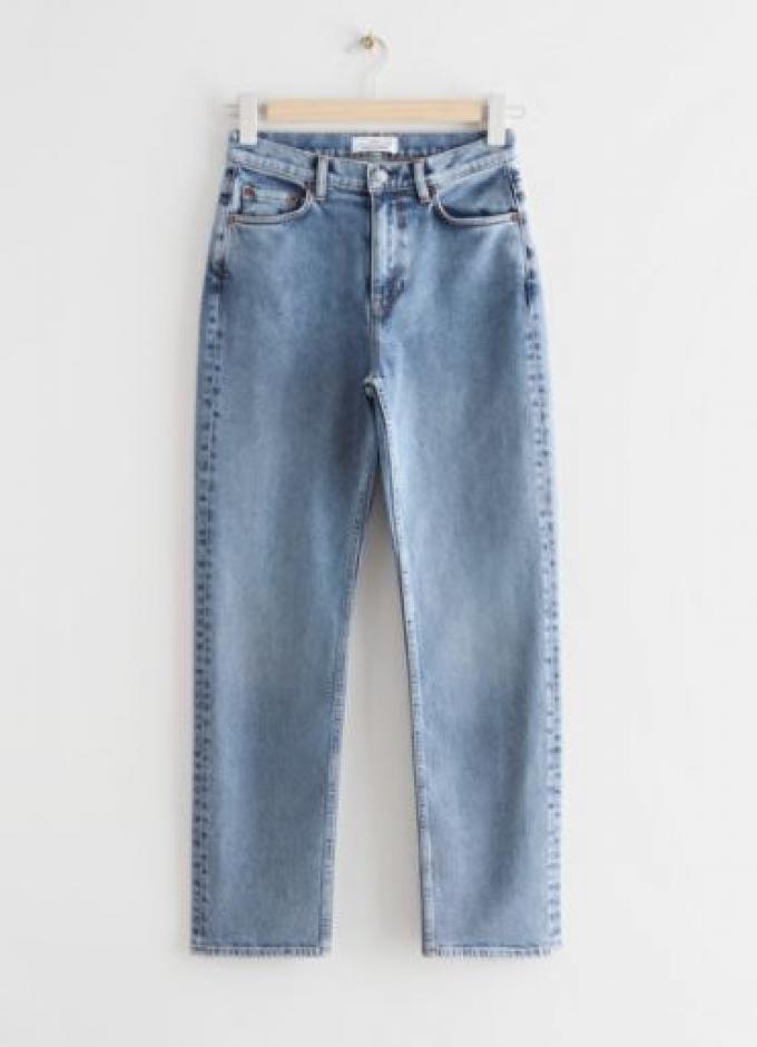High-waisted jeans in bleekwas met rechte pijpen