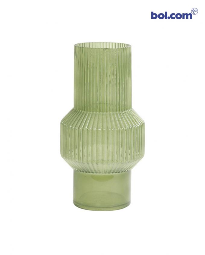 Groene glazen vaas