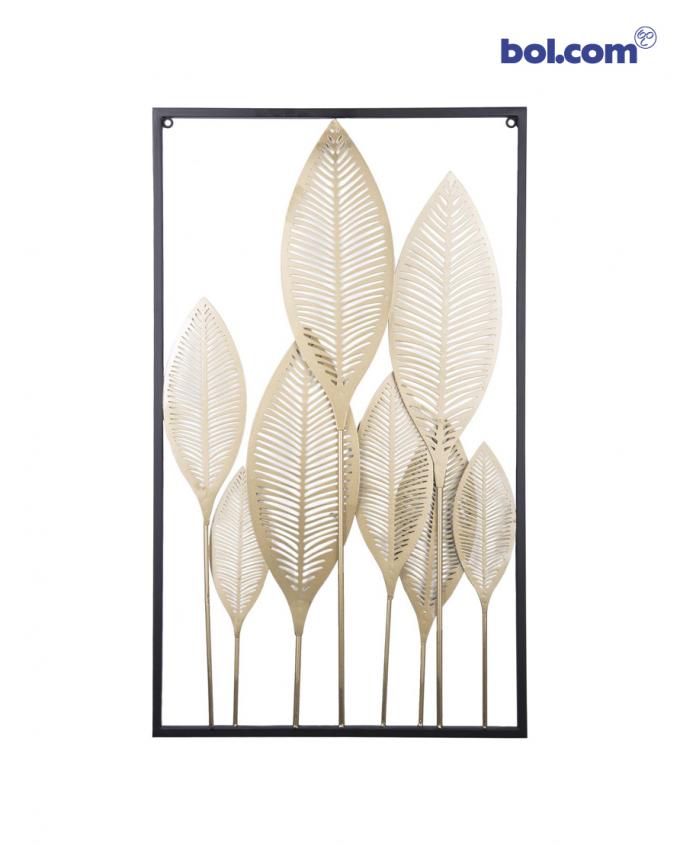 Metalen muurdecoratie met bladeren