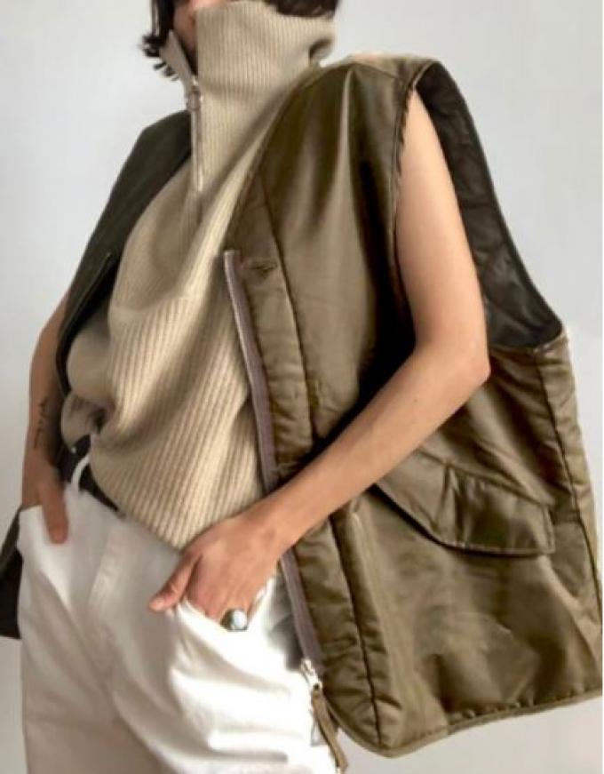 Kaki-bruin outdoor jasje in oversized model