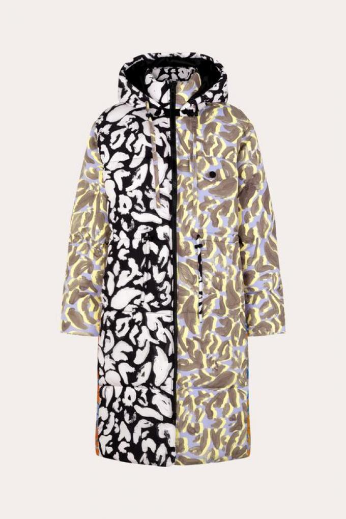 Puffer met drukke print