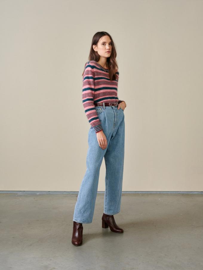 Hoog getailleerde retro jeans in recht model