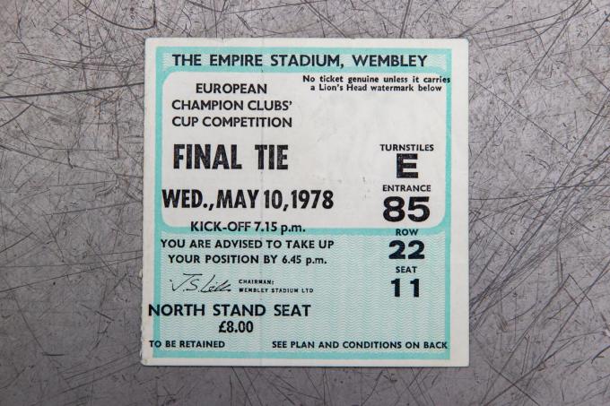 De heilige graal onder de Club-verzamelaars: een kaartje van de Europacup I-finale tegen Liverpool om Wembley in 1978.